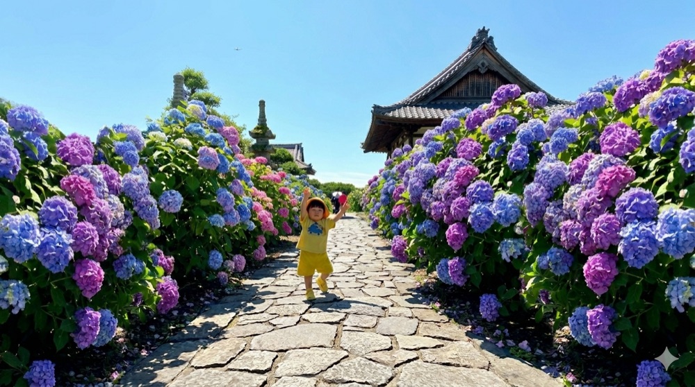 矢田寺あじさい 北川駐車場の風景
