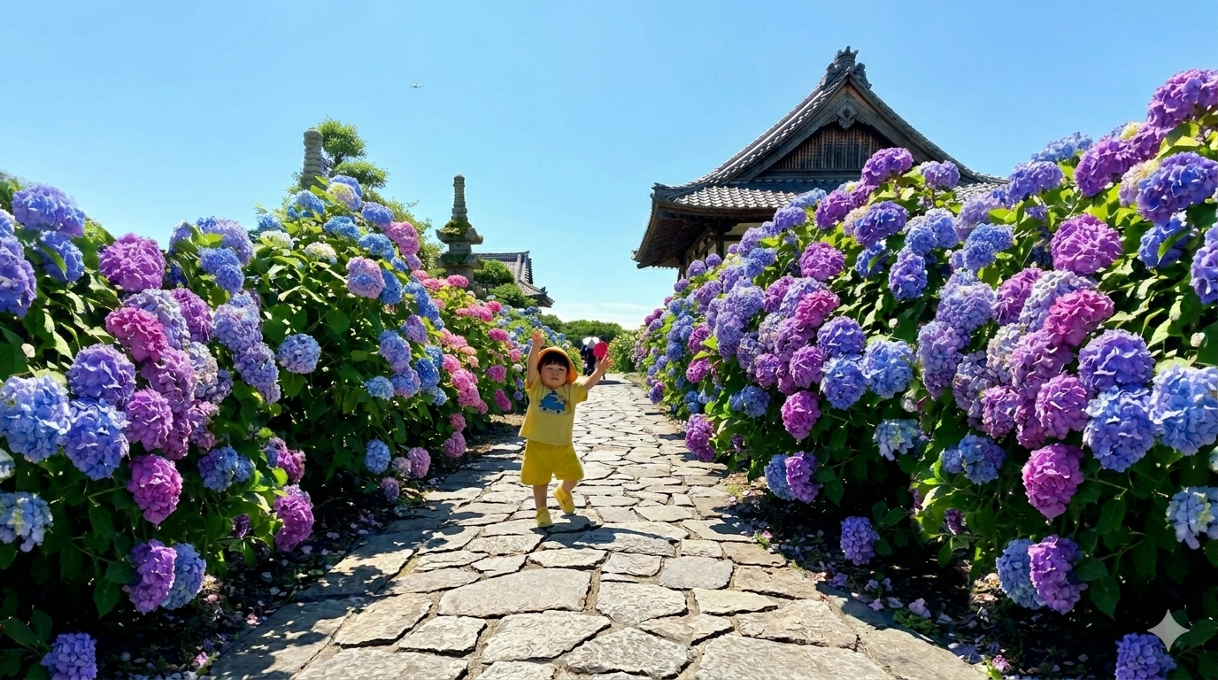 矢田寺あじさい 北川駐車場の風景